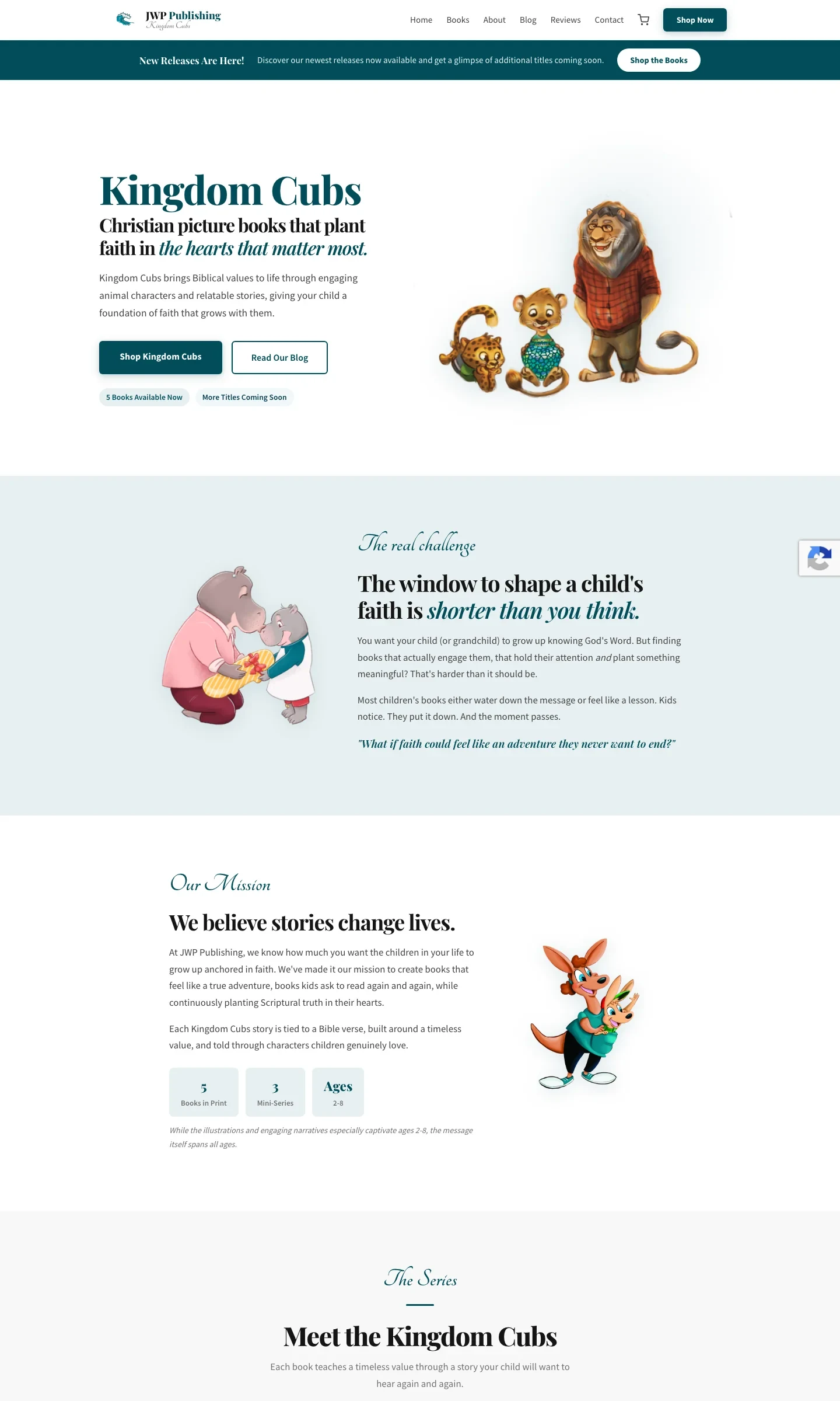 JWP Publishing desktop website, section 1 of 4