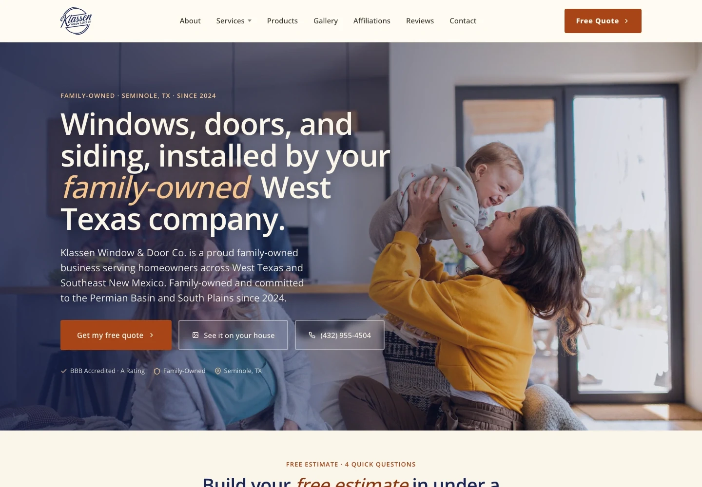 Klassen Window and Door Co. website design example